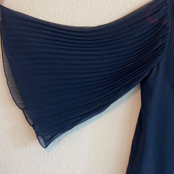 Dark Navy Blue Blouse with Pleated Sleeves by MM Couture in Women's Size M - Picture 2 of 2